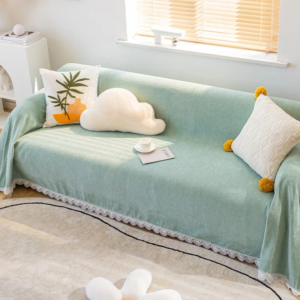 Anti-cat Stretches Sofa Towel Full Cover Chenille Lace Edge Knee Blanket Four Seasons Sofa Slipcover for Home Decor Nap Blanket