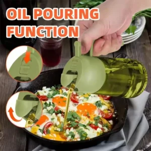 Light-Blocking Dark Oil 450ML Sprayer for Cooking 2 in 1 Olive Oil Dispenser Bottle for Kitchen Dark Green Glass Oil Bottle