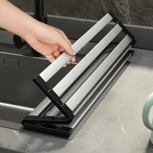 Stainless steel 304 kitchen sink drain rack, sink bowl and dish storage rack, foldable and retractable drain basket