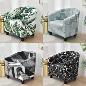 Spandex Tub Chair Cover Flower Print Club Armchair Slipcover Elastic Washable Seat Case Protector for Living Room Home Decor