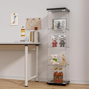 4-Shelf Glass Display Cabinet with Door & Lock, 65