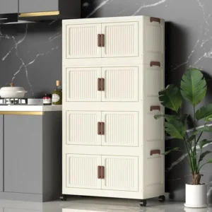 Foldable Plastic Storage Cabinet for Babies Multi Layered Child's Closet Easy Assembly No Install Organizer for Home Use Clothes