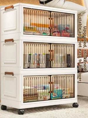 Foldable Plastic Storage Cabinet for Babies Multi-Layered Home Use Organizer No-Install Child's Closet for Clothes