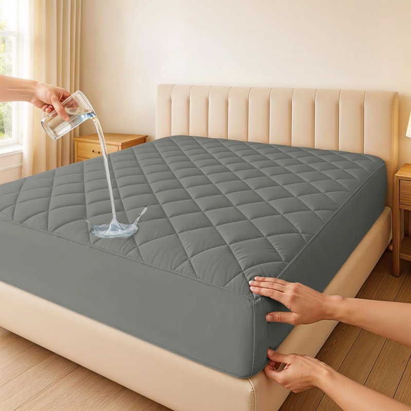 Lux Décor Quilted Mattress Pad – Elastic Fitted Cover Protector up to 16" Deep Pocket