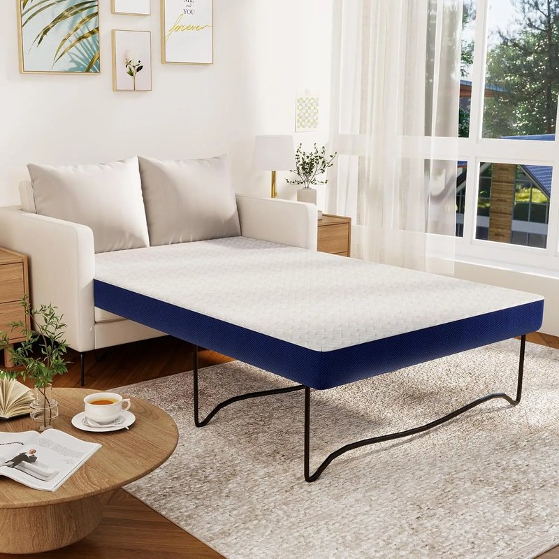 4in Gel Memory Foam Sofa Bed Mattress Replacement Washable Cover Non Slip Guest Room RV Boat 72x53x4