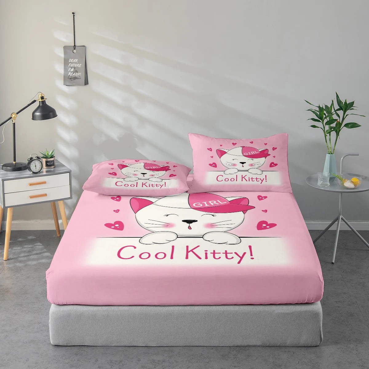 Girl Print Pattern Bed Sheet Set