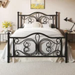 Queen Size Bed Frame/Metal Platform Bed Frame with Butterfly Pattern Design Headboard and Footboard/Strong Metal, Customized