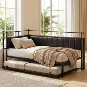 Daybed with Trundle, Twin Corner Bed Frame with Bedside Storage,Sofa Day Bed for Living Room, Bedroom and Guest, Customized