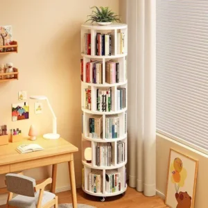 360° Rotatable Home Storage Rack Children's Picture Book Organizer Living Room Study Room Mobile Adult Bookshelf