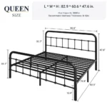 Queen Size Metal Platform Bed Frame with Victorian Style Wrought IronArt Headboard Footboard, No Box Spring Required, Black