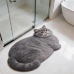 3D Cute Cat Shaped Diatomite Bath Mat Super Absorbent Non-slip Quick Dry Bathroom Doormat for Cat Lover Home Decor Gift