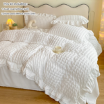 Korean lace Bedding set seersucker Duvet Cover Set 1 Duvet Cover + 2 Pillowcase , Without Core for bedroom guest room