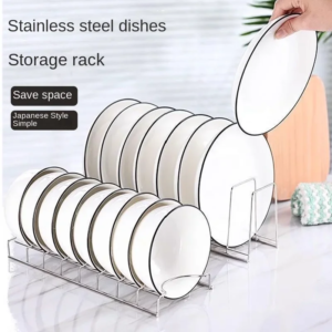Stainless Steel Dish Draining Rack Multipurpose Silver Plates Storage Rack