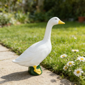 Resin White Duck Garden Statue, Weatherproof Outdoor Ornament for Yard, Lawn, Patio, Cute Animal Decor