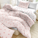 Plaid Bow Print Duvet Cover Set 1 Duvet Cover and 2 Pillowcase Soft And Skin-Friendly Duvet Cover Bedding Set