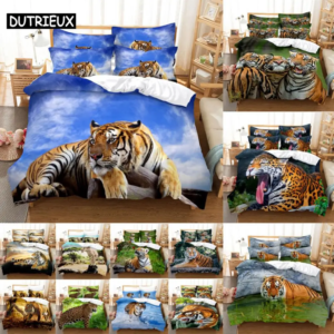 Tiger Duvet Cover Set King Size Double Bed Single Queen Full Animal Quilt Case Linen 3D Pillowcase Twin Bedding Sets