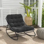 Outdoor Rocking Chair ,  Padded Cushion Recliner Rocker for Front Porch Sunroom Patio Backyard