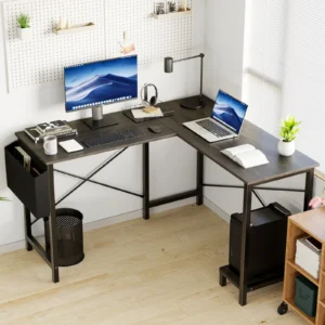 Gaming Corner 50 Inch Office Writing PC Wooden Table with CPU Storage Shelf